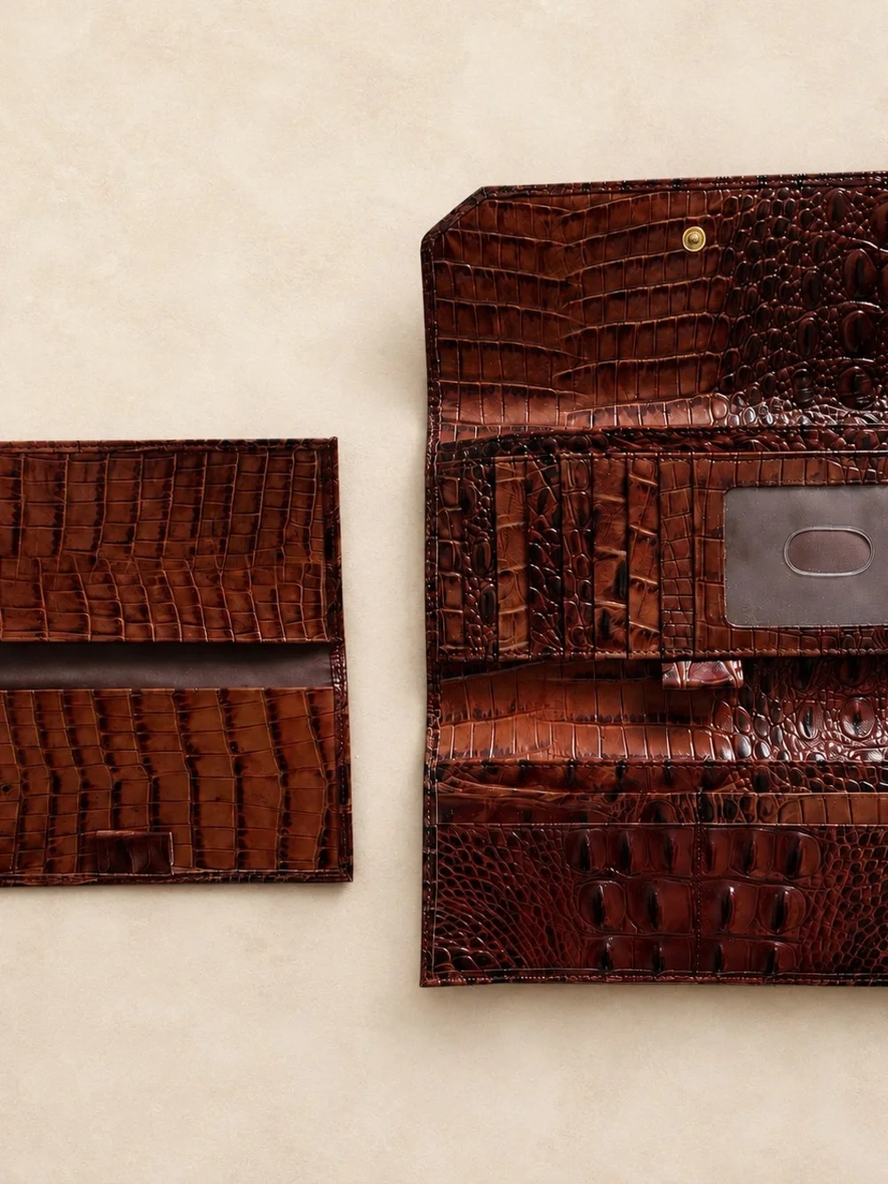 Brahmin Cognac Croc Embossed Leather Checkbook Wallet NWOT